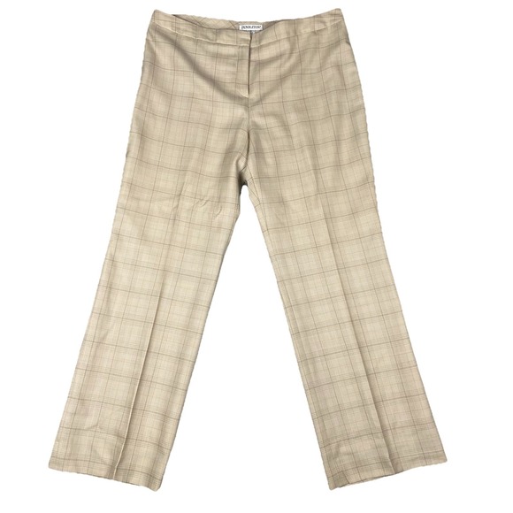 Pendleton Pants - Pendleton Beige Plaid Wool Dress Pants Women 14 Vintage Lined Bootcut